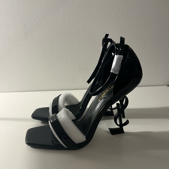 Saint Laurent YSL Opyum Logo Leather Sandals Heels - Picture 6 of 8